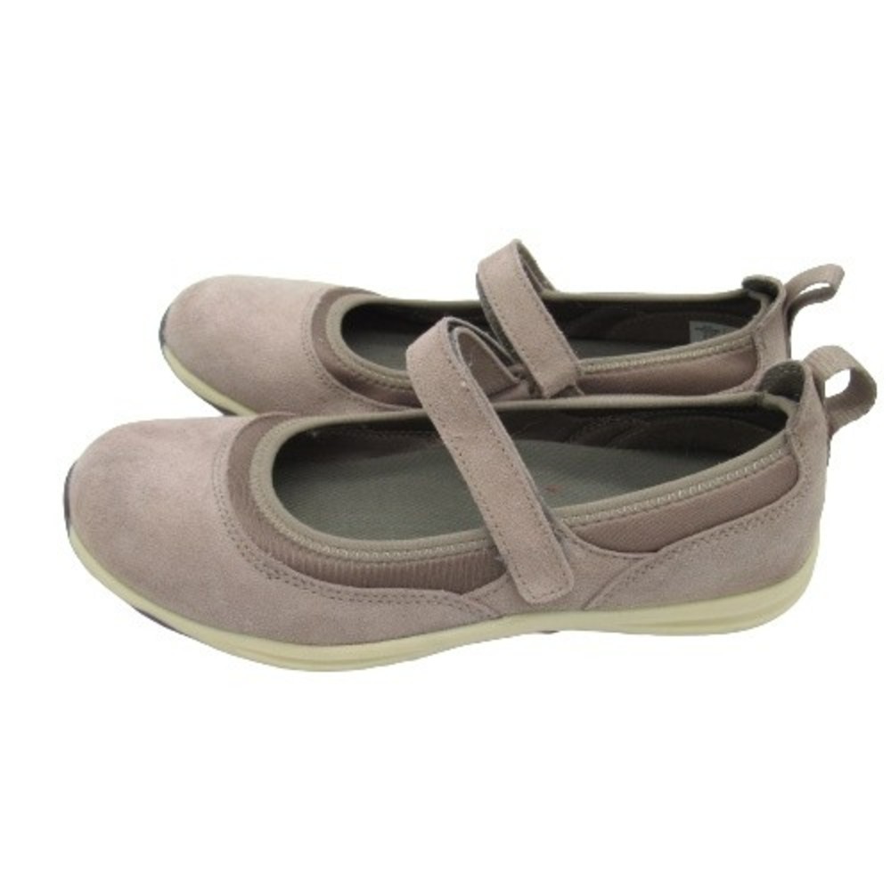 Lands End Womens Size 8.5 B Mary Jane Hiking Shoes Gray Suede Hook & Loop EUC